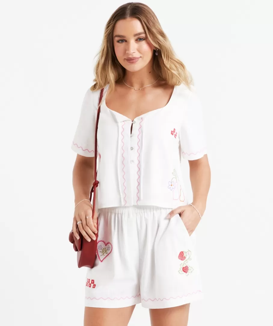 Sportsgirl Sets | Shorts<AGNES LINEN BLEND EMBROIDERED SHORT