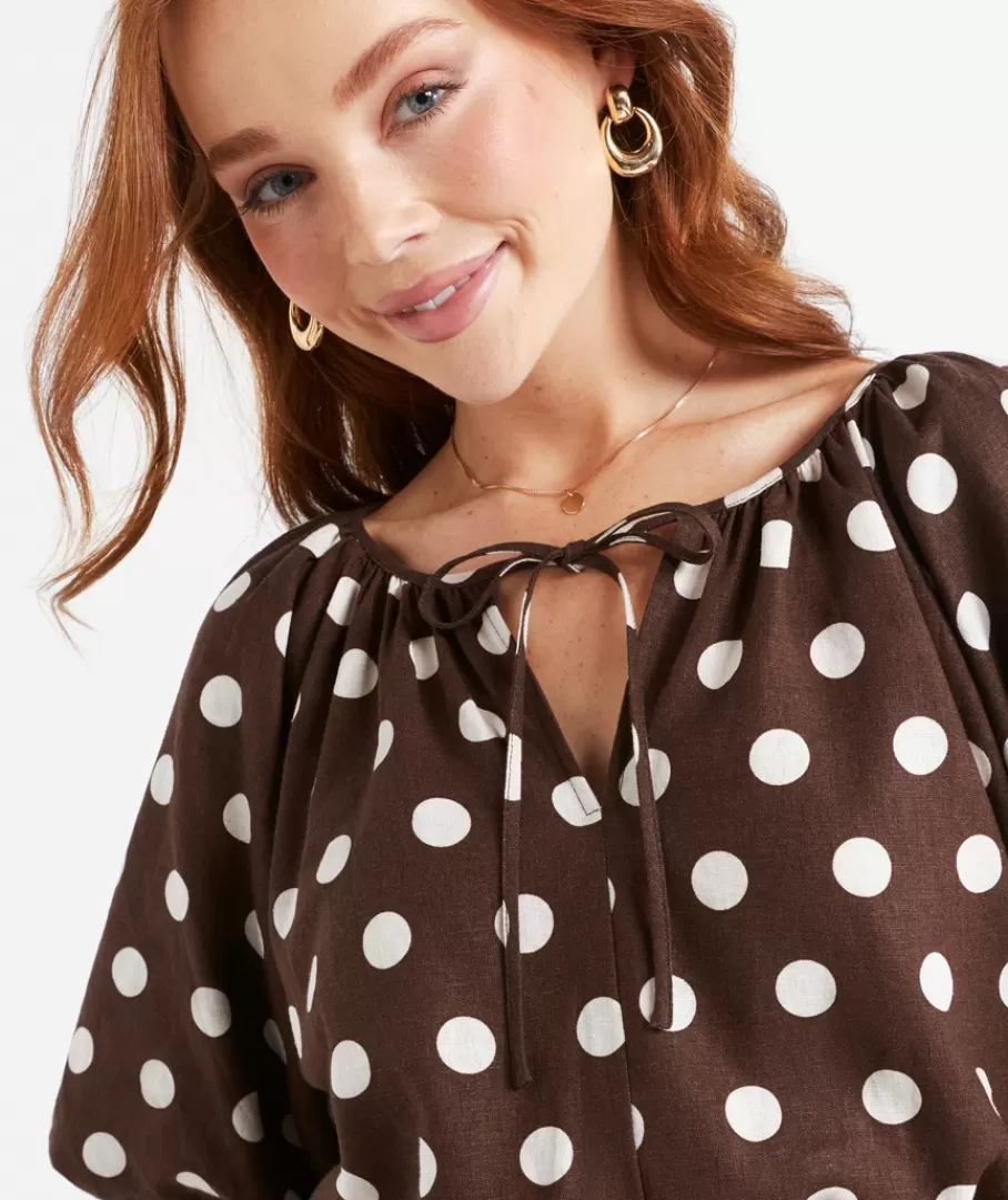 Sportsgirl Linen | Sets<ANASTASIA PUFF SLEEVE BLOUSE