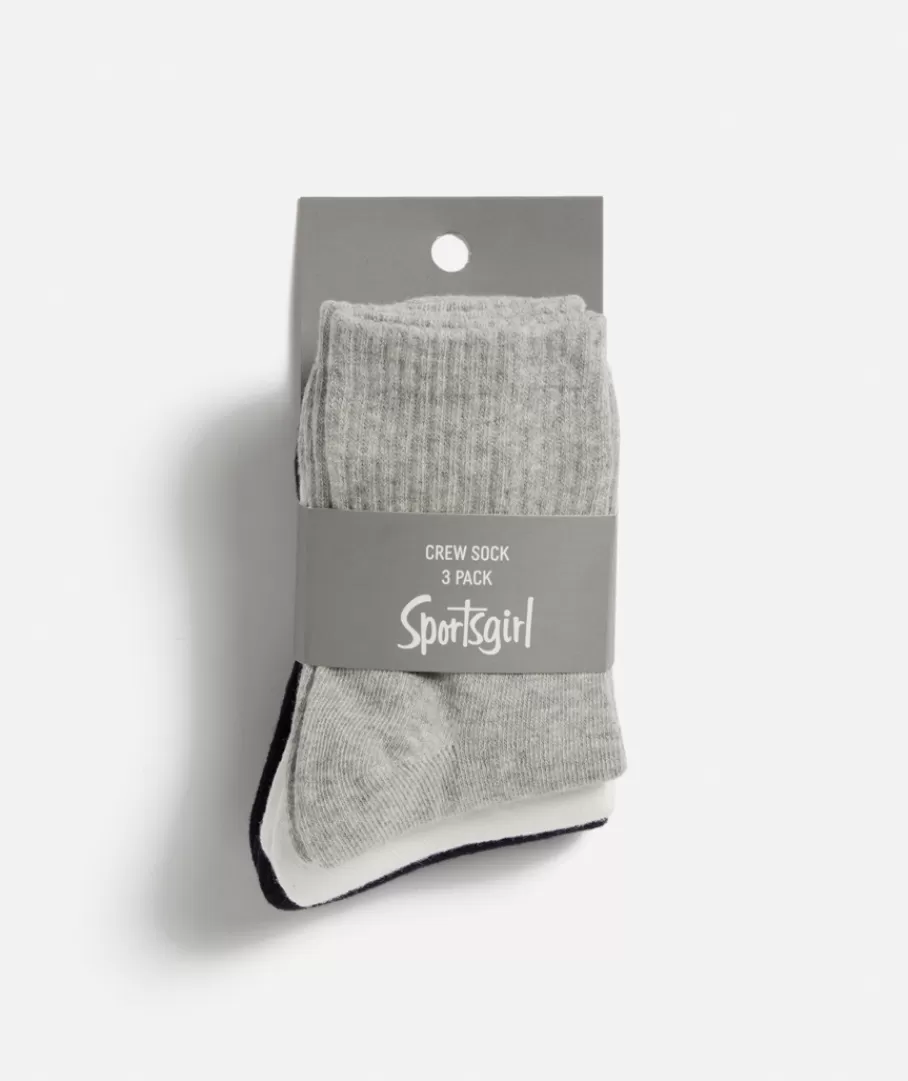 Sportsgirl Socks<BASIC THREE QUARTER SOCKS- NEUTRALS 3 PACK