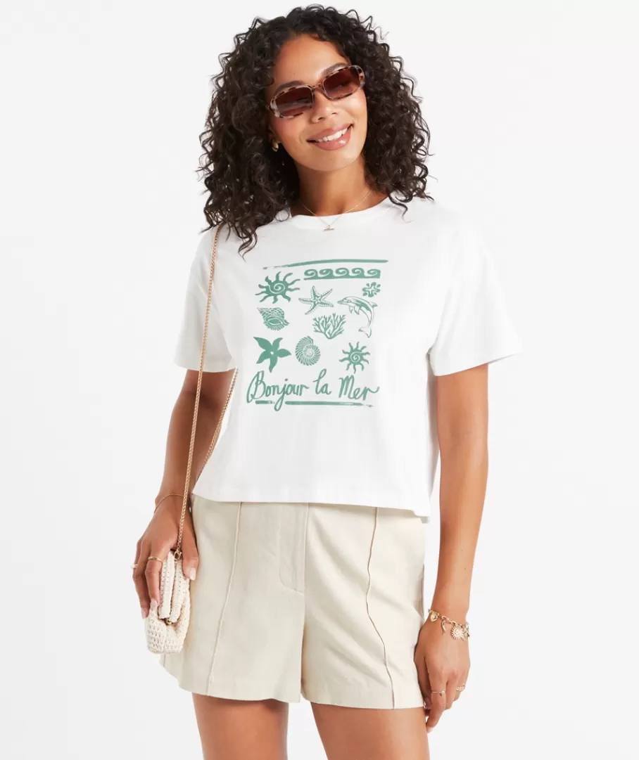 Sportsgirl T-Shirts | T-Shirts<BONJOUR CHOPPED GRAPHIC TSHIRT