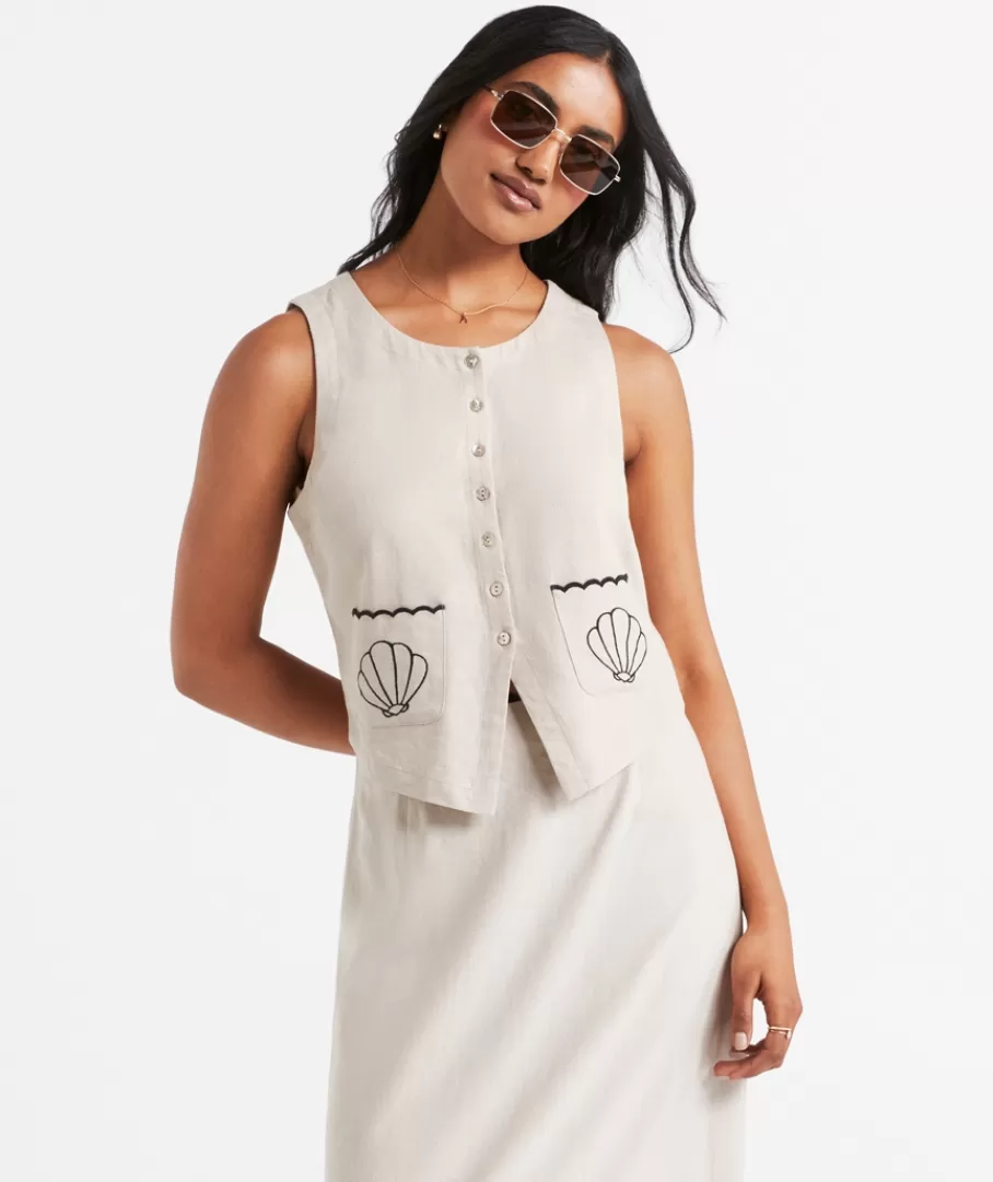 Sportsgirl Linen | Sets<CALLIE LINEN BLEND BUTTON FRONT VEST