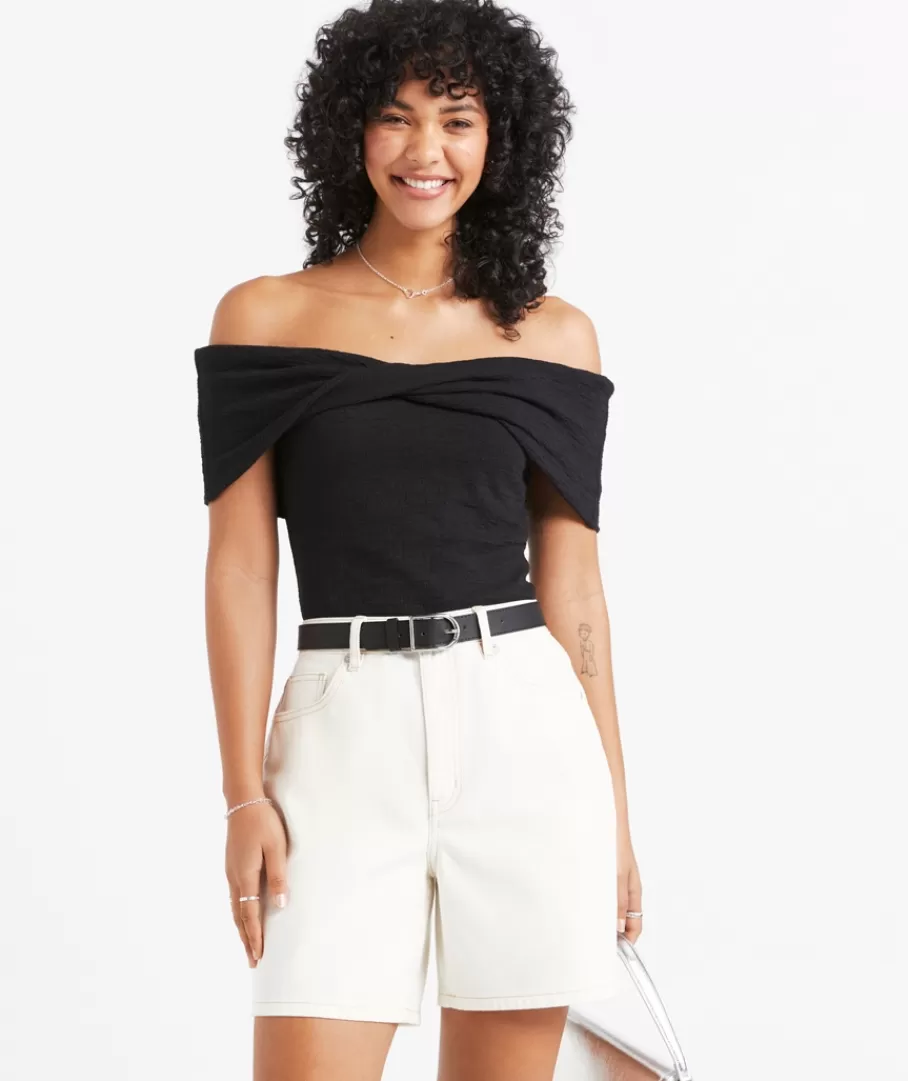 Sportsgirl Going Out Tops<CARLY OFF THE SHOULDER TEXTURED TOP