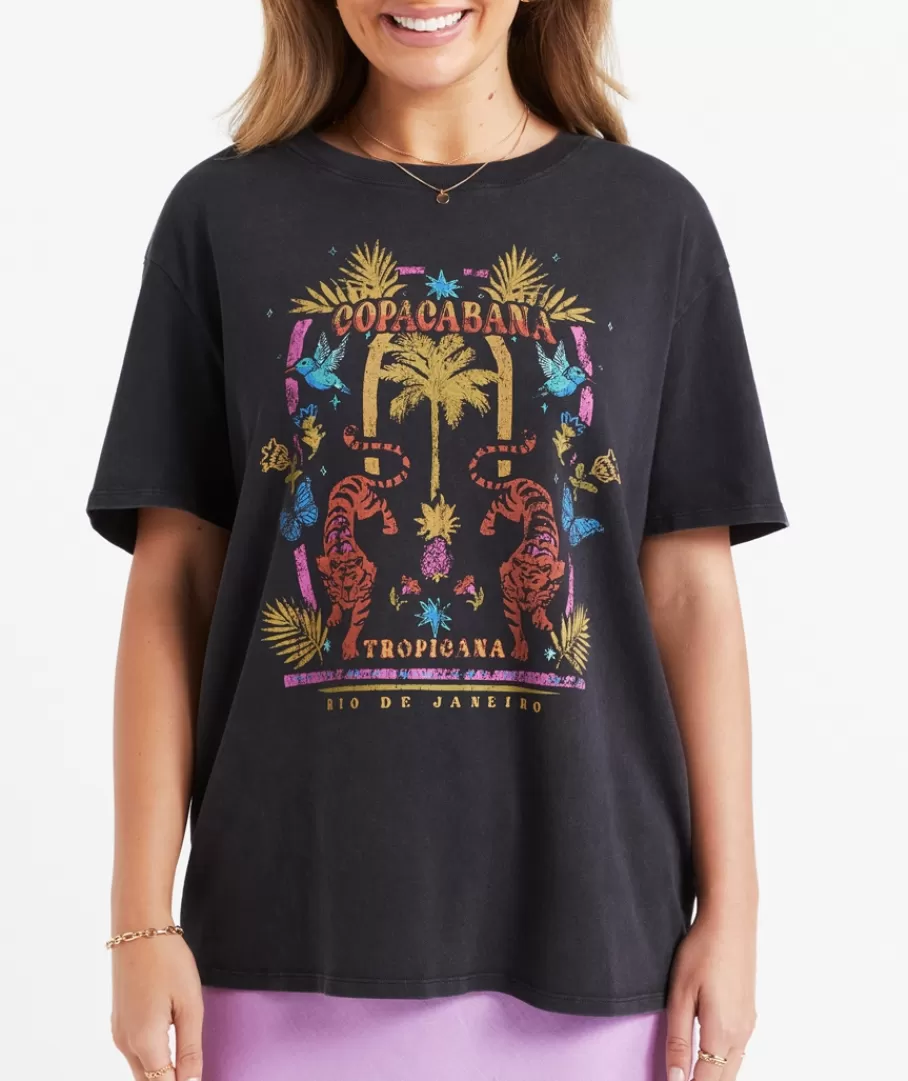 Sportsgirl Graphic Print T-Shirts & Tanks | Graphic Print T-Shirts & Tanks<COPACABANA OVERSIZED GRAPHIC TSHIRT