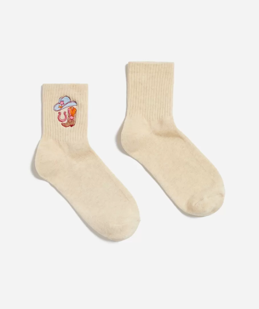 Sportsgirl Socks<COWGIRL EMBRIODERED THREE QUARTER SOCK