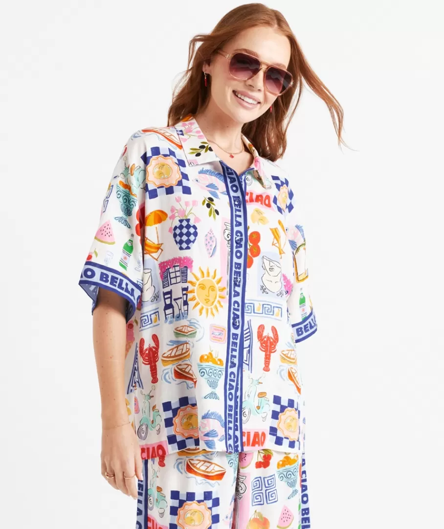 Sportsgirl Sets | Shirts & Blouses<DEMI LINEN BLEND PRINTED SHIRT