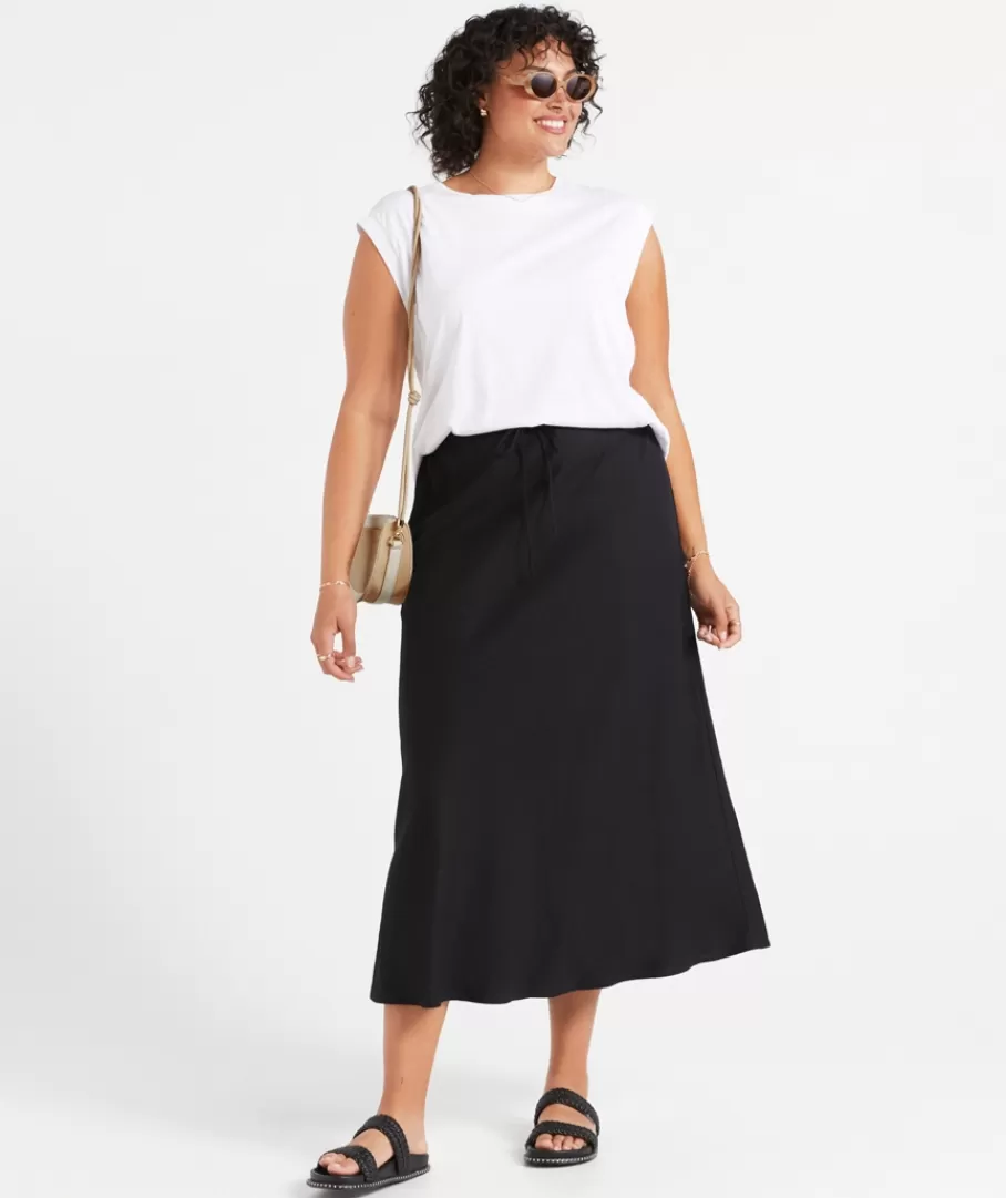 Sportsgirl Linen | Sets<EBONY LINEN BLEND DRAWSTRING MIDI SKIRT