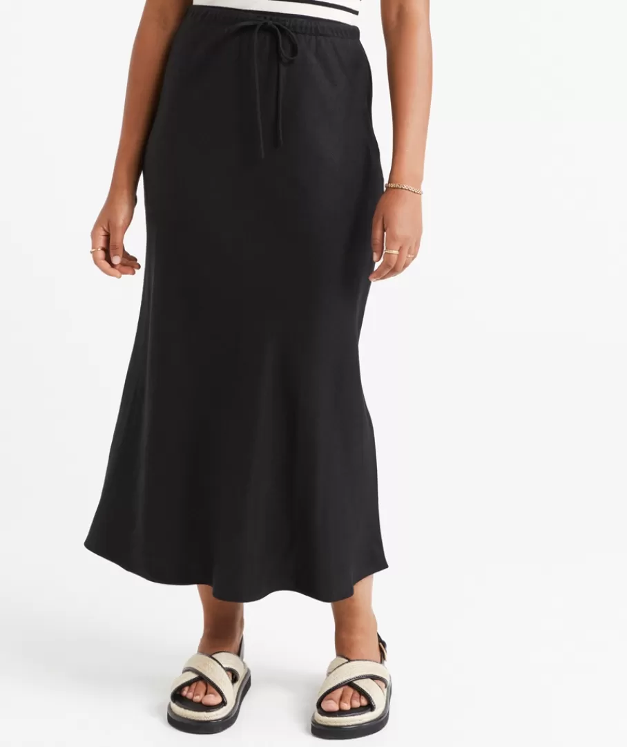 Sportsgirl Linen | Sets<EBONY LINEN BLEND DRAWSTRING MIDI SKIRT