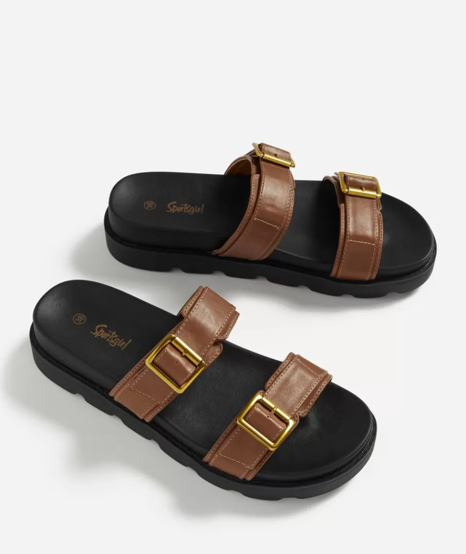 Sportsgirl Shoes | Slides & Sandals<ELENA DOUBLE BUCKLE SANDAL