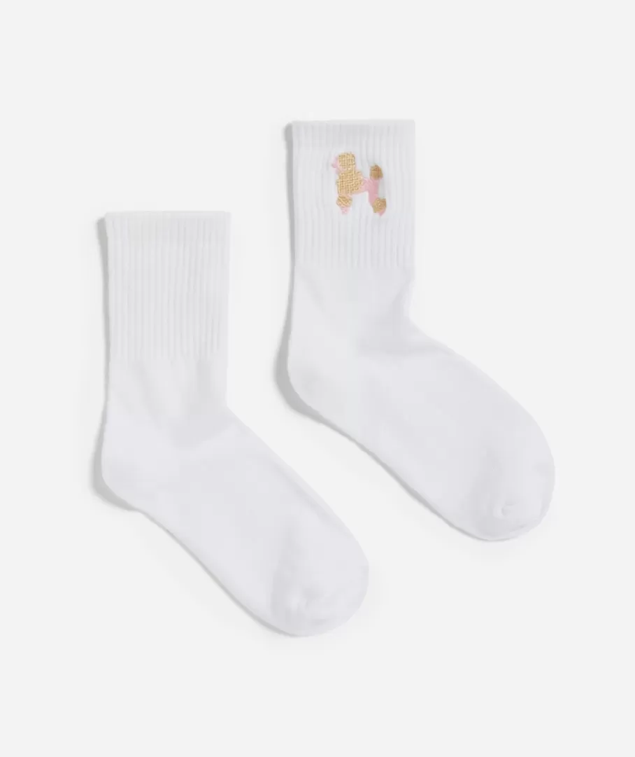 Sportsgirl Socks<EMBROIDERED POODLE THREE QUARTER SOCK