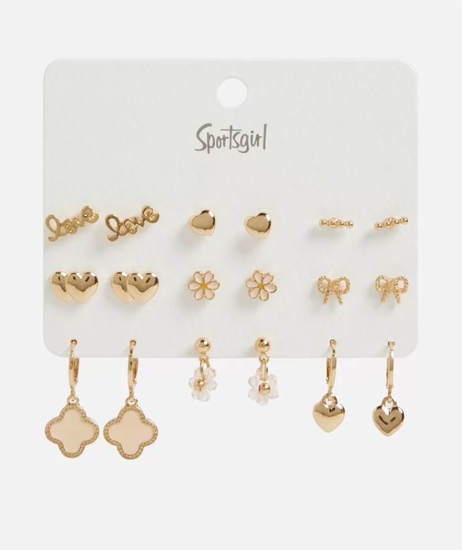 Sportsgirl Jewellery | Earrings< FLOWER & PINK HEARTS STUD & HOOP EARRING PACK