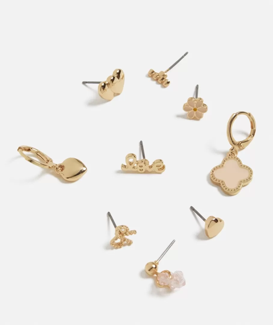 Sportsgirl Jewellery | Earrings< FLOWER & PINK HEARTS STUD & HOOP EARRING PACK