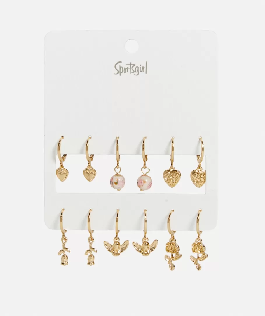 Sportsgirl Jewellery | Earrings< HEART AND ROSE HUGGIE EARRING PACK