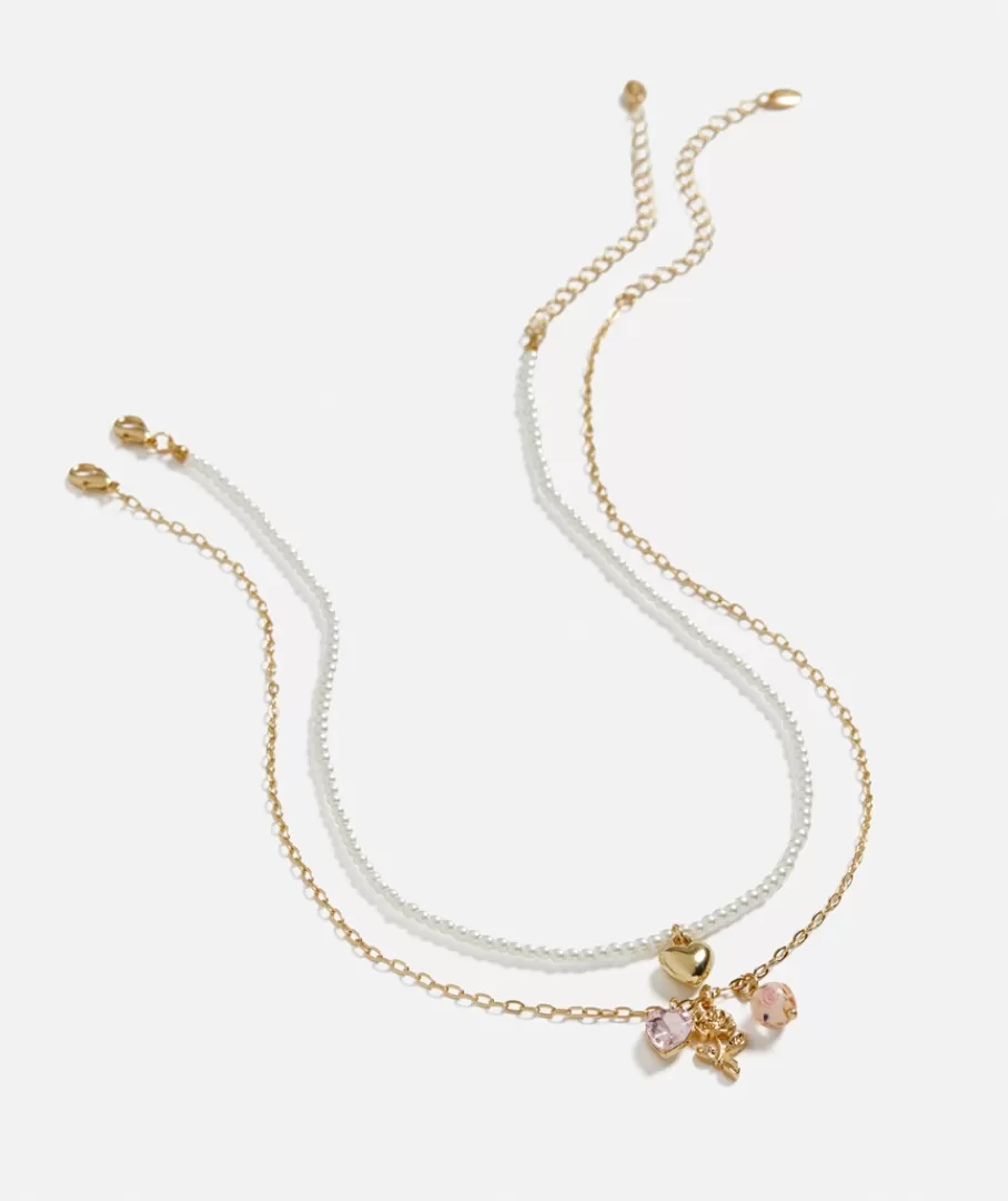 Sportsgirl Jewellery | Necklaces< HEART AND ROSE PEARL LAYERED NECKLACE