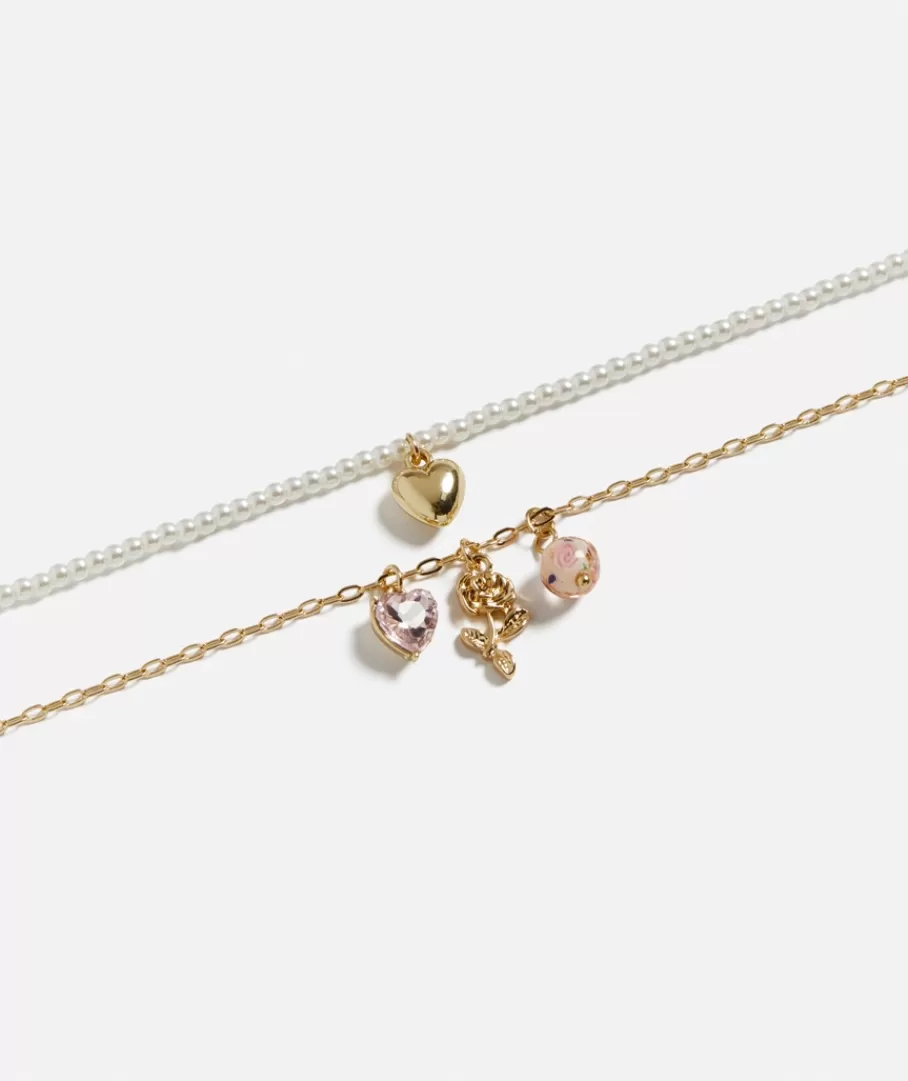 Sportsgirl Jewellery | Necklaces< HEART AND ROSE PEARL LAYERED NECKLACE