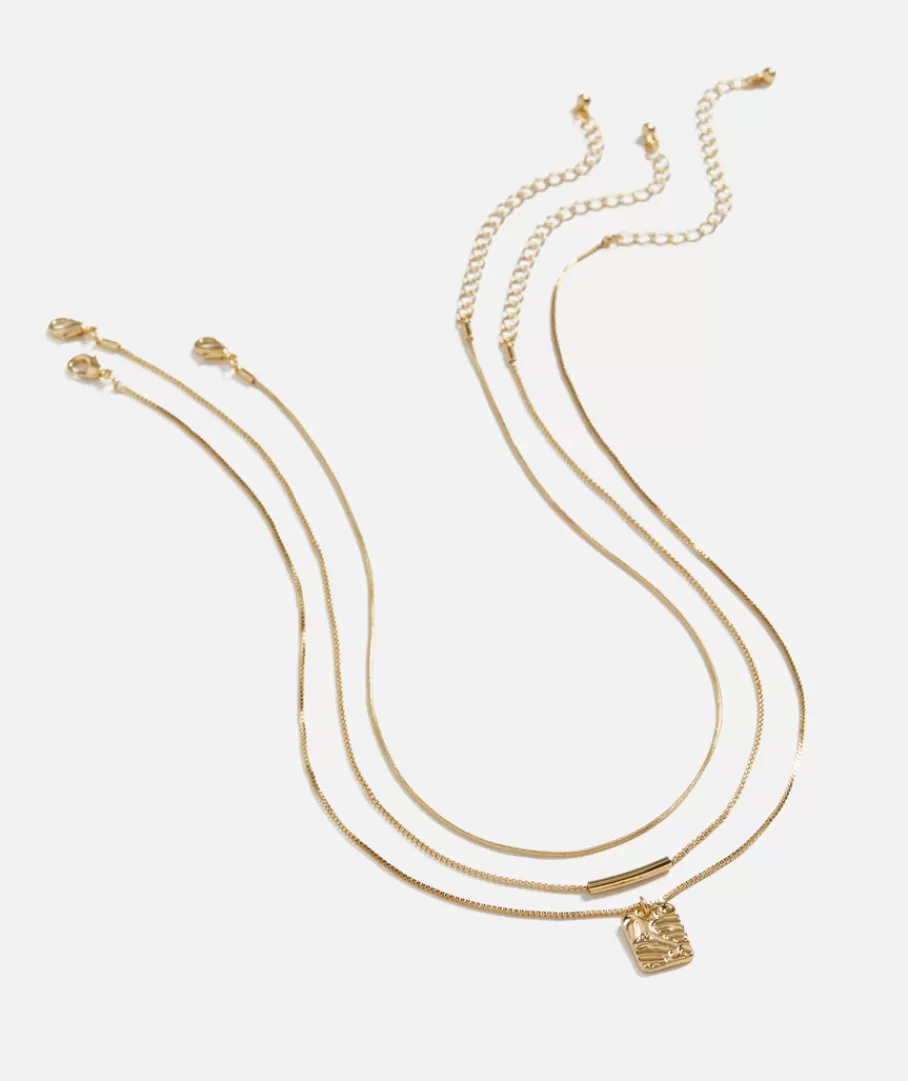 Sportsgirl Jewellery | Plated Jewellery< PLATED BEATEN DISC LAYERED NECKLACE