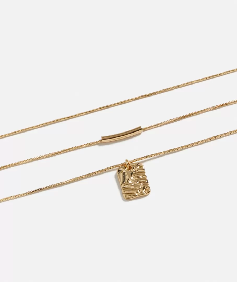 Sportsgirl Jewellery | Plated Jewellery< PLATED BEATEN DISC LAYERED NECKLACE