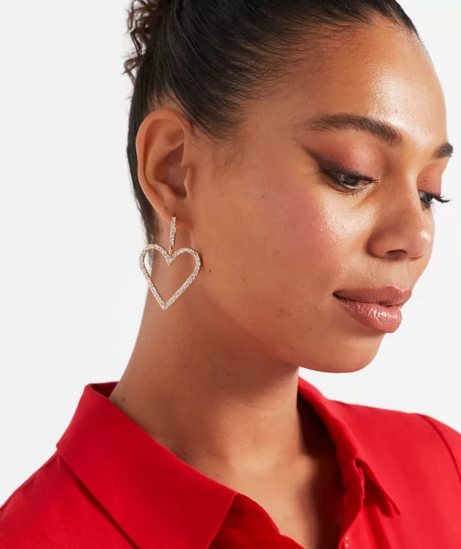 Sportsgirl Jewellery | Earrings< RHINESTONE HEART EARRINGS