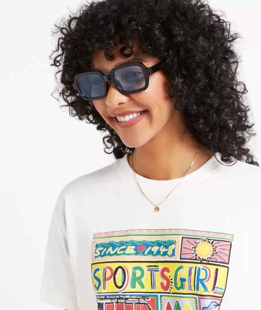 Sportsgirl Sunglasses<HARPER SQUARE SUNGLASSES - BLACK/BLUE