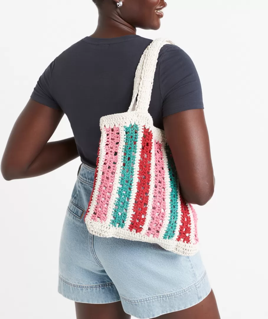 Sportsgirl Bags | Tote Bags<INDIE RAINBOW STRIPE CROCHET BAG