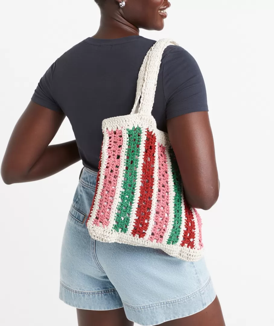 Sportsgirl Bags | Tote Bags<INDIE RAINBOW STRIPE CROCHET BAG