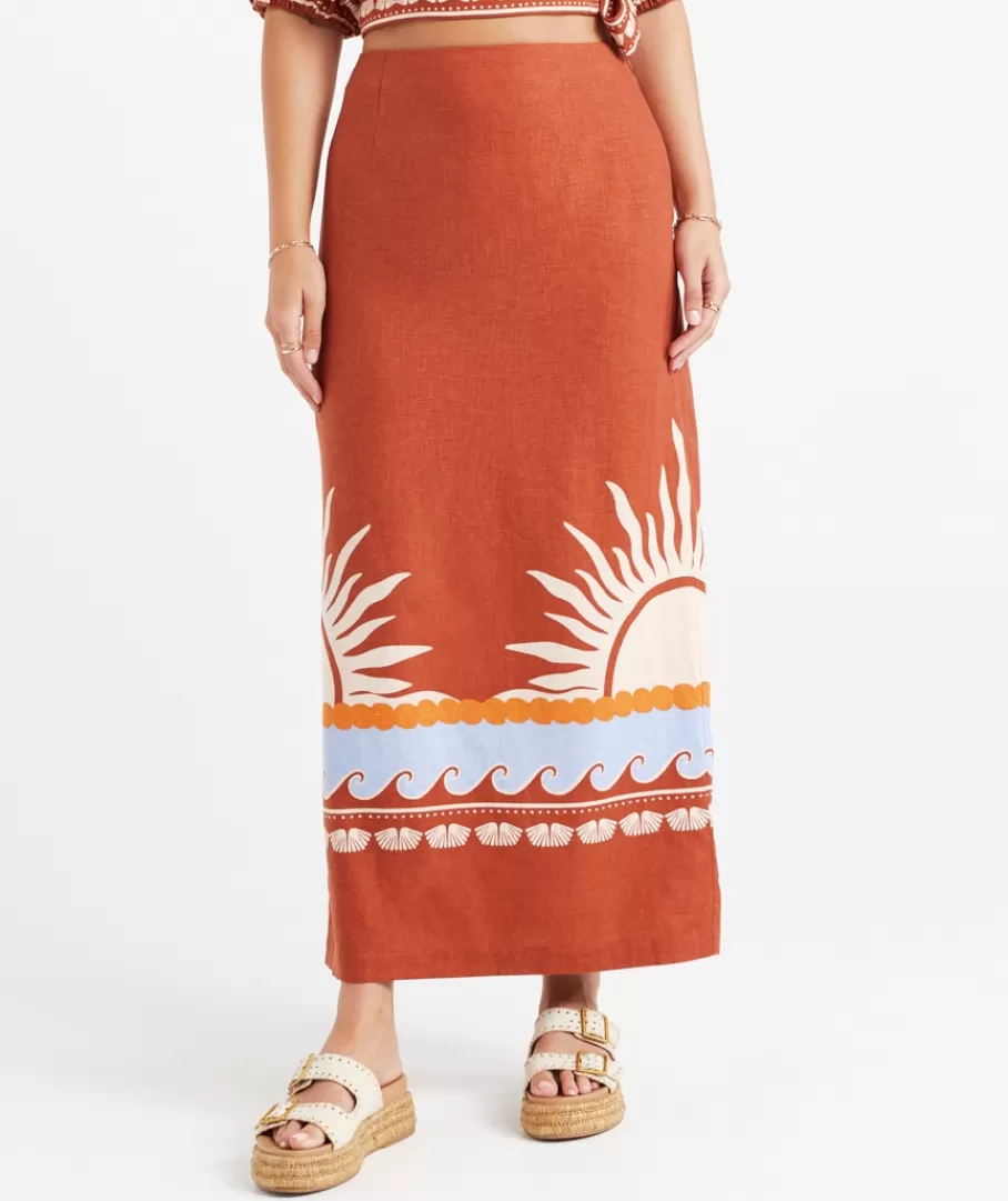 Sportsgirl Linen | Sets<JEMIMAH PRINTED COLUMN MAXI SKIRT