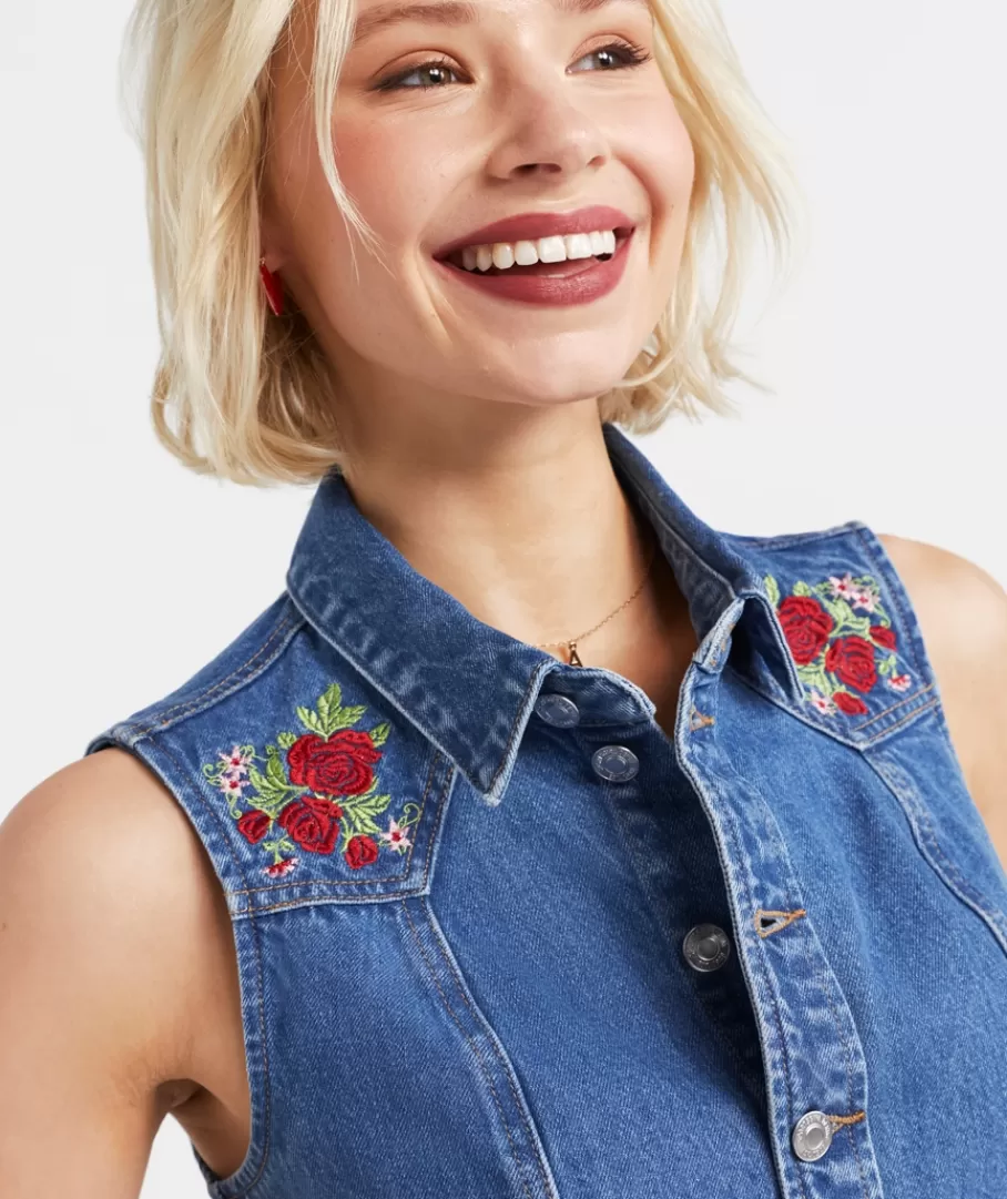 Sportsgirl Dresses | Mini Dresses<JESSIE DENIM EMBROIDERED MINI DRESS