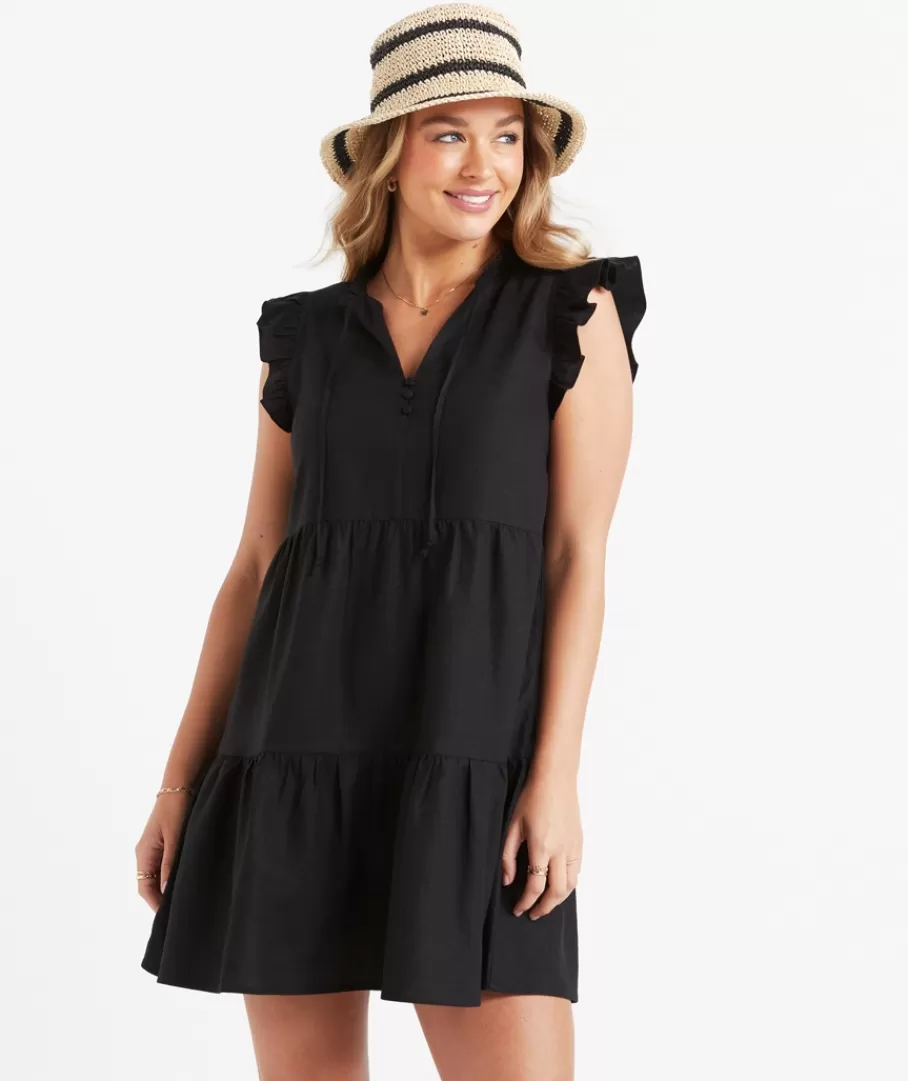 Sportsgirl Dresses | Linen<KELSEY FLUTTER SLEEVE MINI DRESS