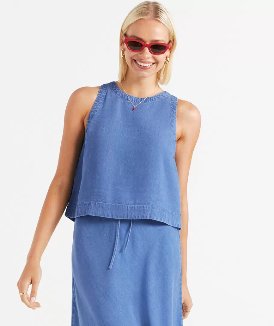 Sportsgirl Sets | Shirts & Blouses<KERBIE SLEEVELESS CHAMBRAY TOP