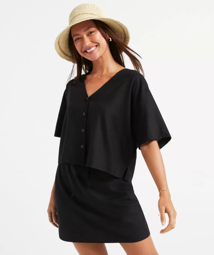 Sportsgirl Linen | Sets<LEAH LINEN BLEND CROPPED SHIRT