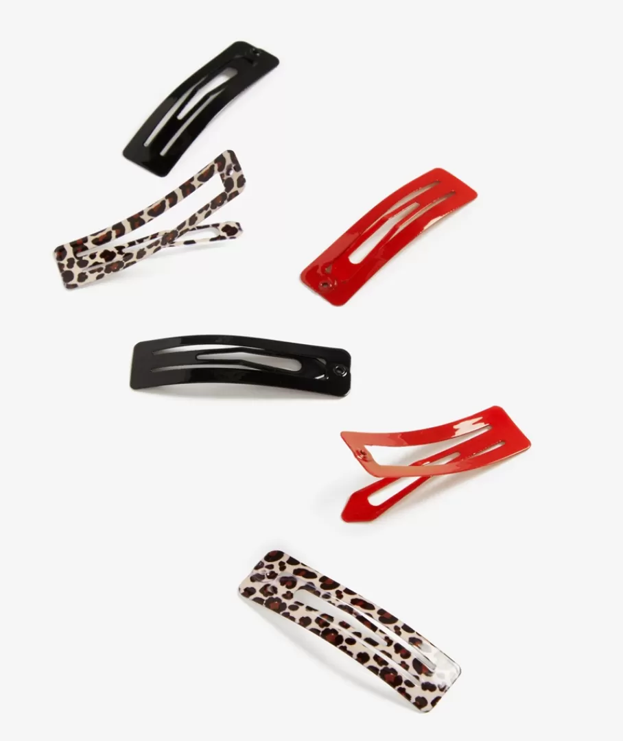 Sportsgirl Hair Accessories<LEOPARD MIXED SNAP CLIP PACK