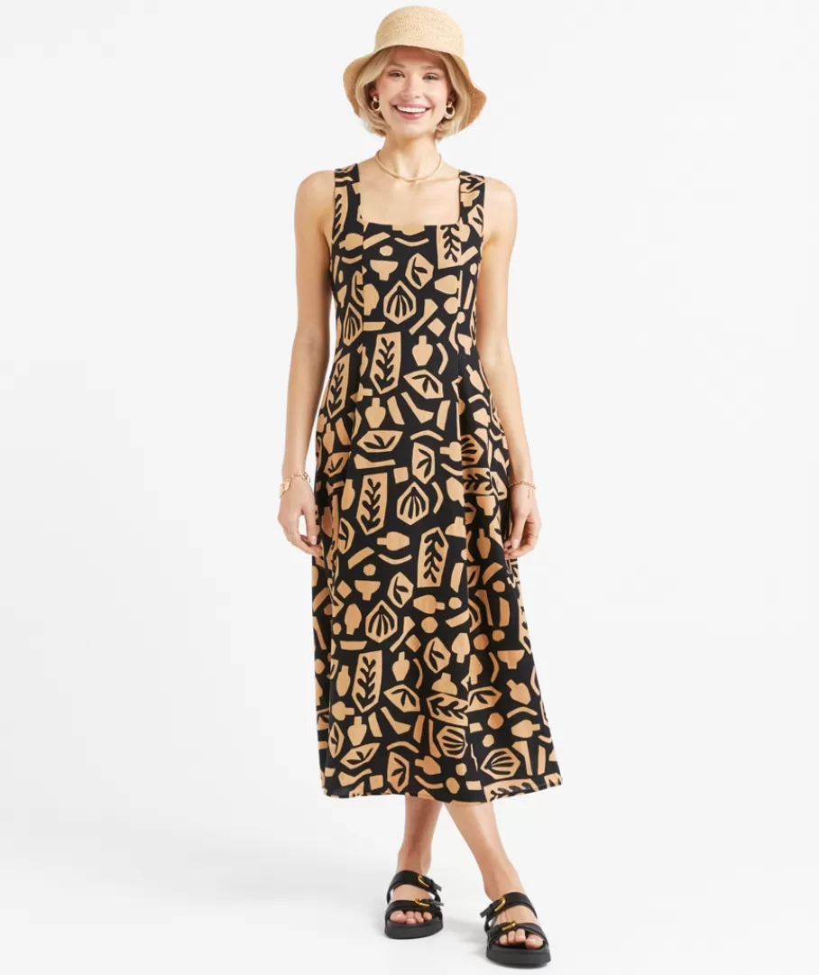 Sportsgirl Linen Dresses | Dresses<LUCA SQUARE NECK PRINTED MIDI DRESS