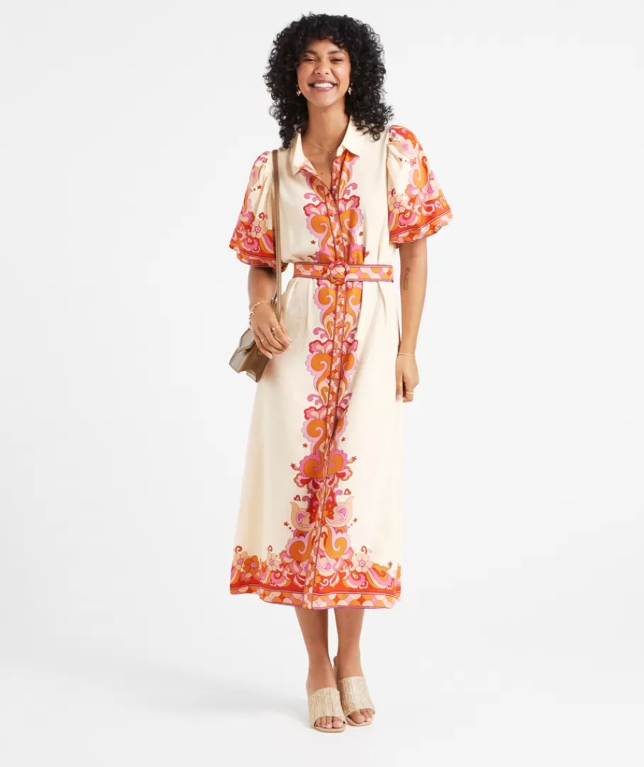 Sportsgirl Dresses | Linen<MARIAH PRINTED LINEN BLEND MIDI DRESS