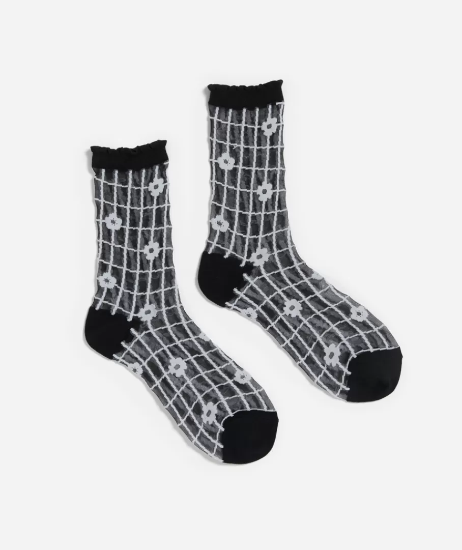 Sportsgirl Socks<MESH FLOWER CREW SOCK