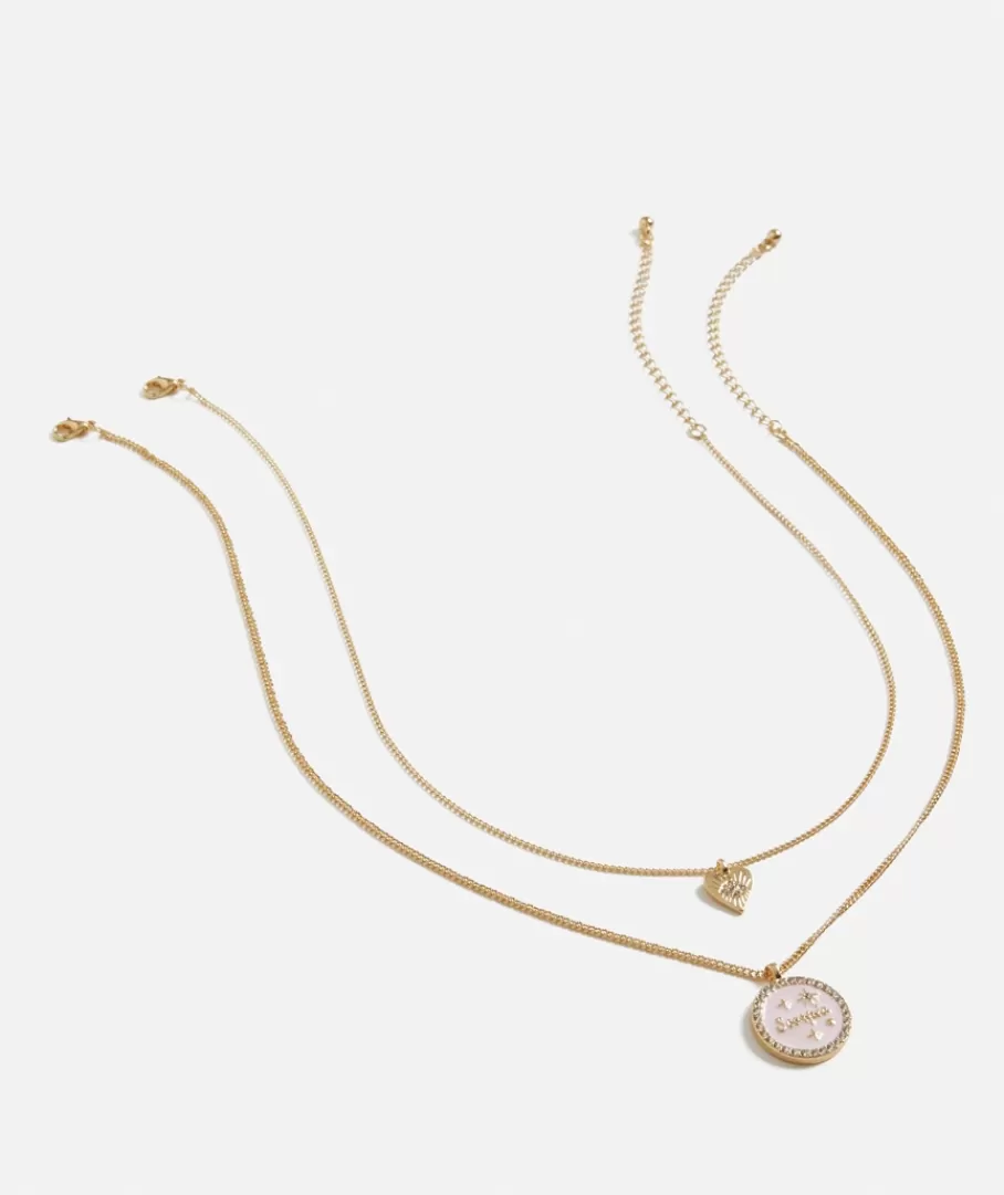 Sportsgirl Jewellery | Necklaces<PINK ENAMEL ZODIAC & HEART NECKLACE PACK