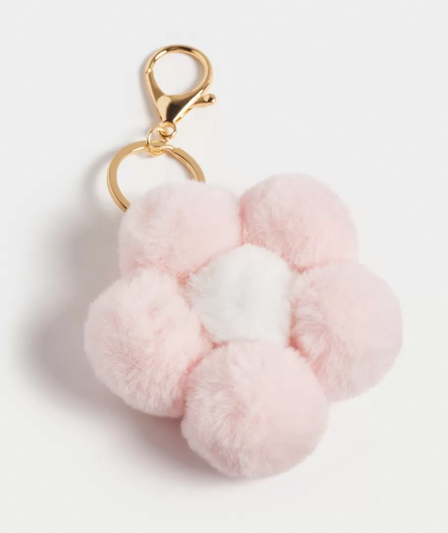 Sportsgirl Keyrings & Bag Charms<PINK FLUFFY FLOWER KEYRING