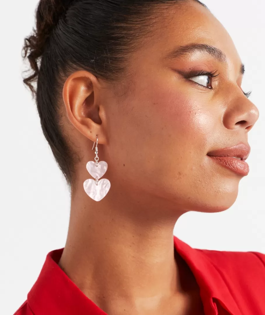 Sportsgirl Earrings< HEART MARBLE PENDANT EARRINGS