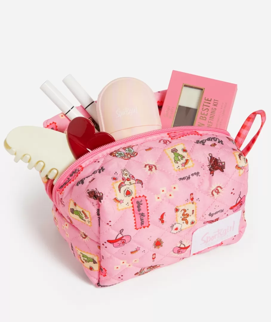 Sportsgirl Makeup Bags | Makeup Bags<QUINN - QUILTED MAKEUP BAG SMALL - HOWDY PRINT