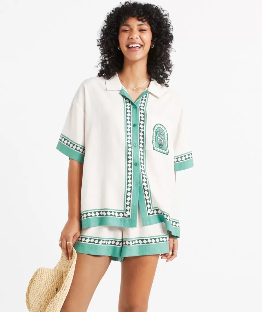 Sportsgirl Linen | Sets<REMI LINEN BLEND PRINTED SHIRT