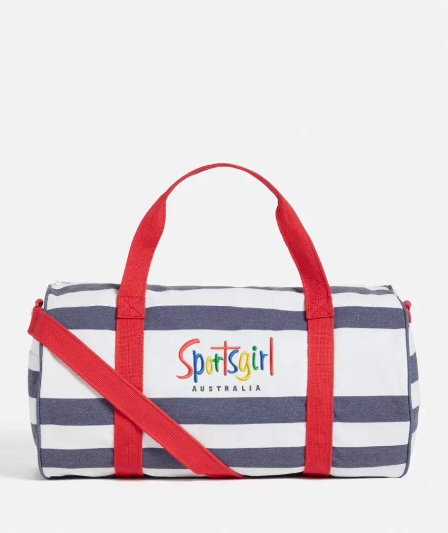 Sportsgirl Bags | Duffle Bags<REWIND LOGO DUFFLE - NAVY WHITE