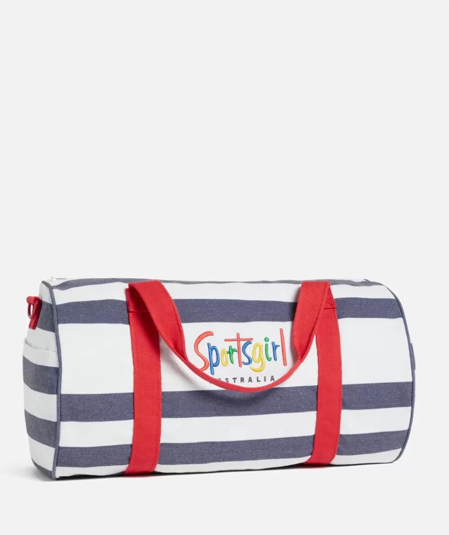 Sportsgirl Bags | Duffle Bags<REWIND LOGO DUFFLE - NAVY WHITE