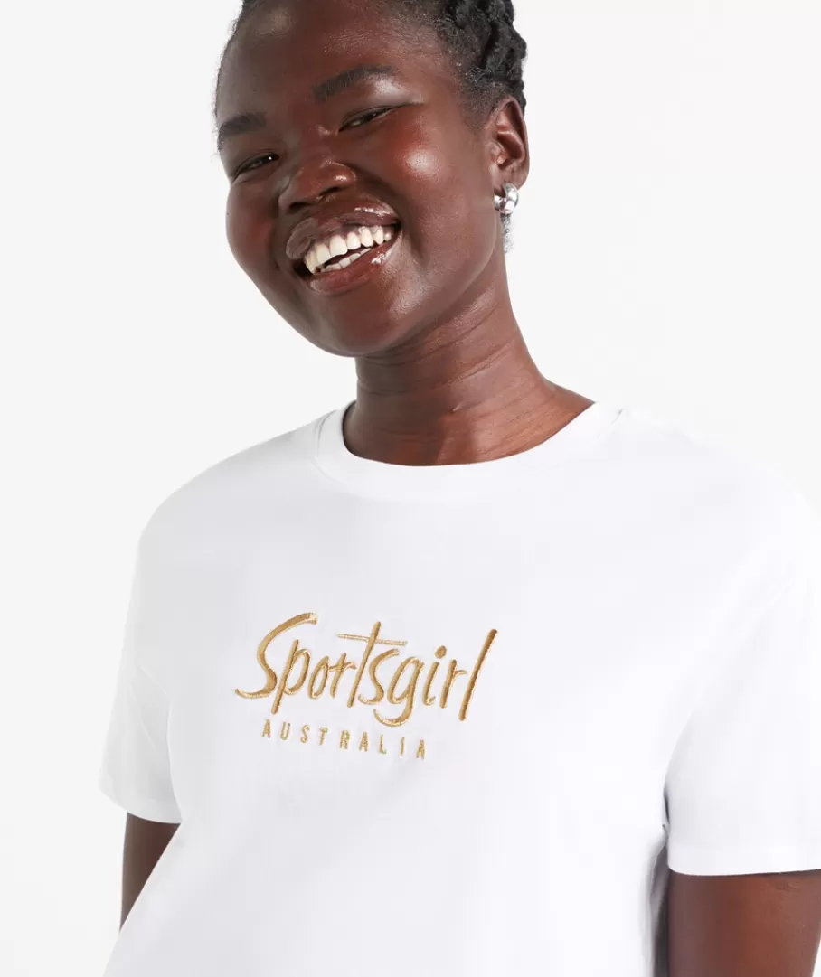 Sportsgirl T-Shirts | T-Shirts<REWIND TRADITIONAL LOGO METALLIC TSHIRT