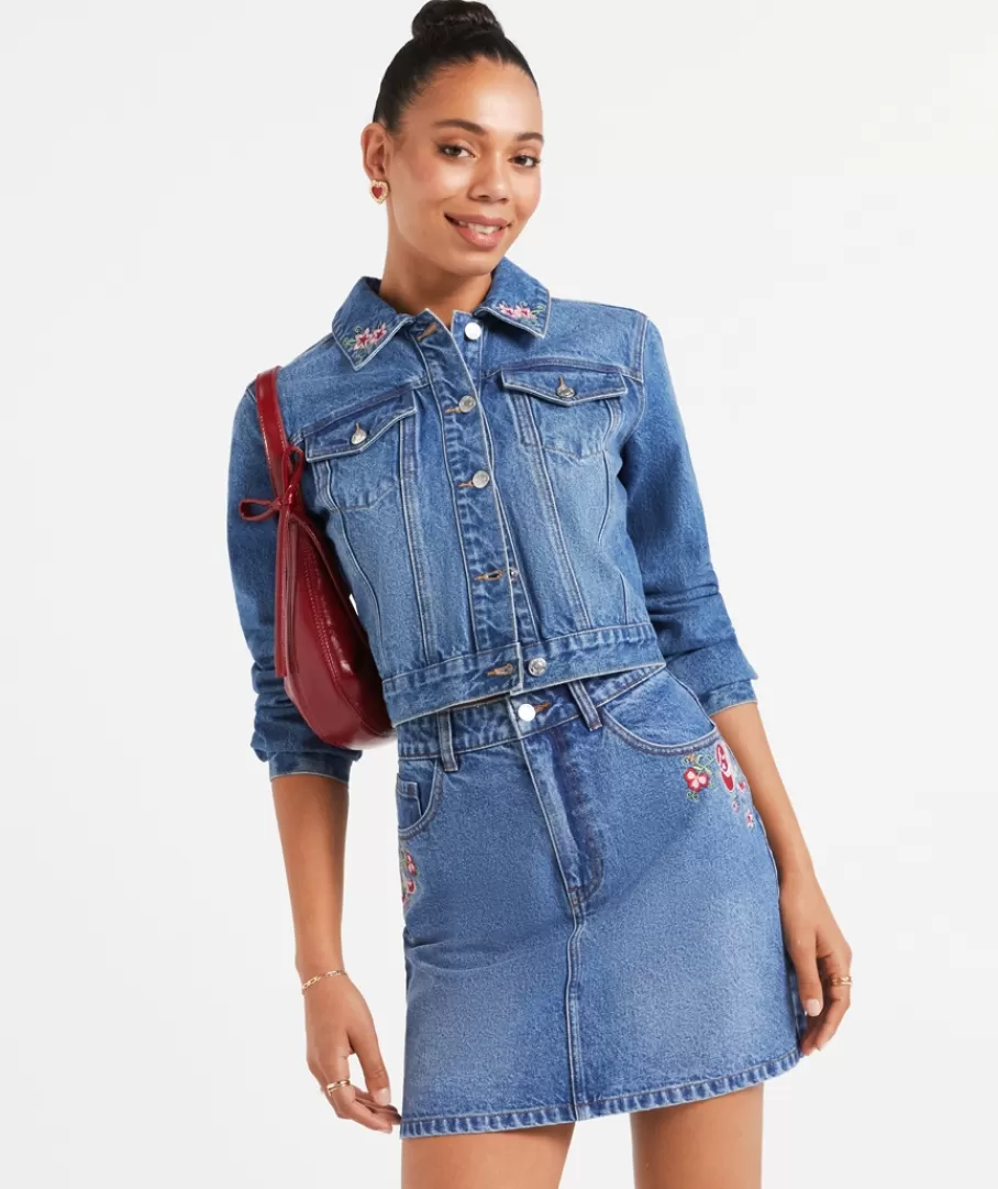 Sportsgirl Sets | Jackets & Blazers<RITA EMBROIDERED DENIM JACKET