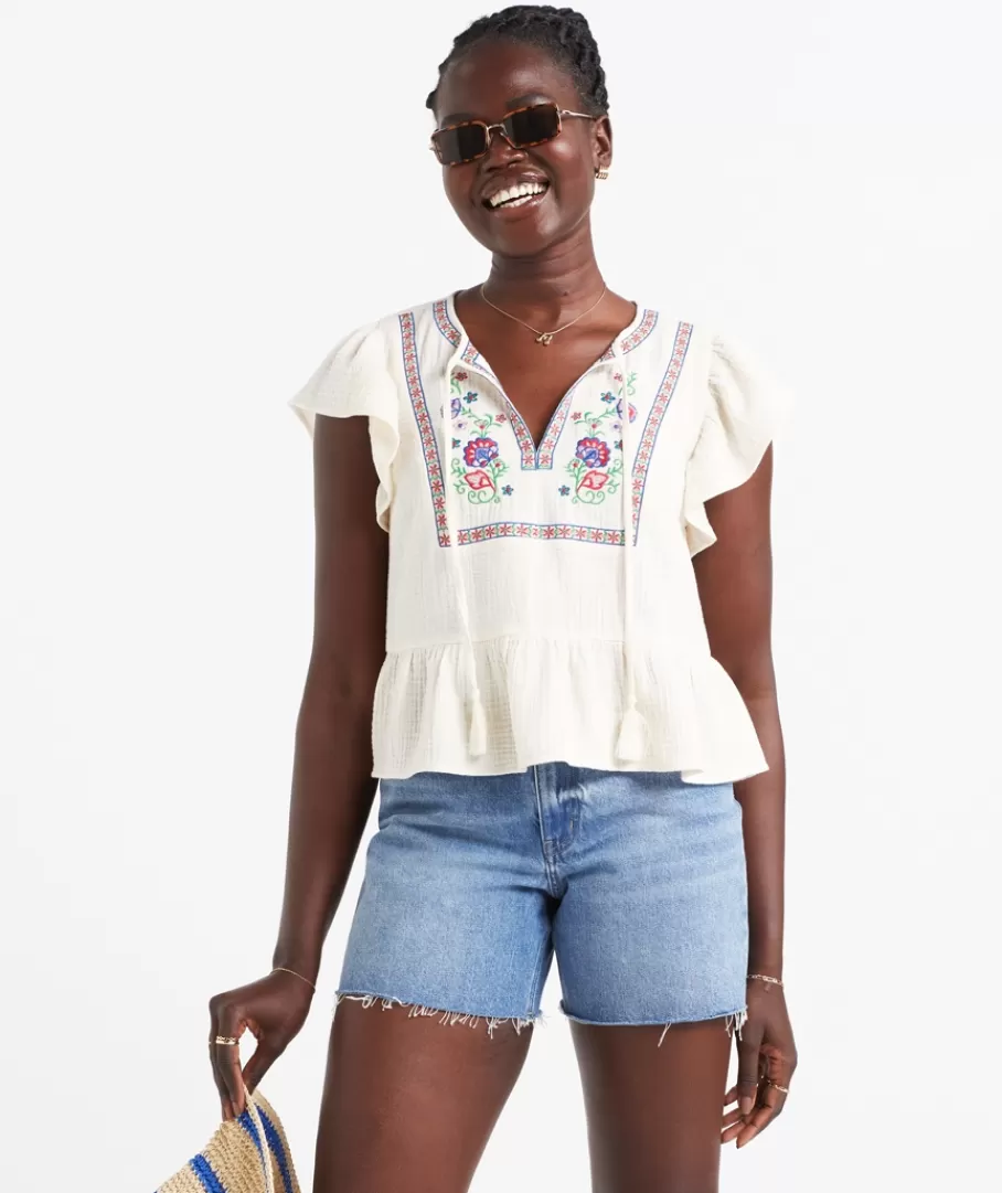 Sportsgirl Going Out Tops<ROSALIE COTTON MUSLIN EMBROIDERED TOP