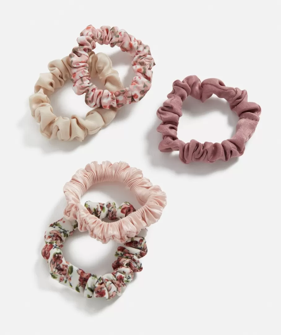 Sportsgirl Hair Accessories<ROSE FLORAL PRINT MINI SCRUNCHIE PACK