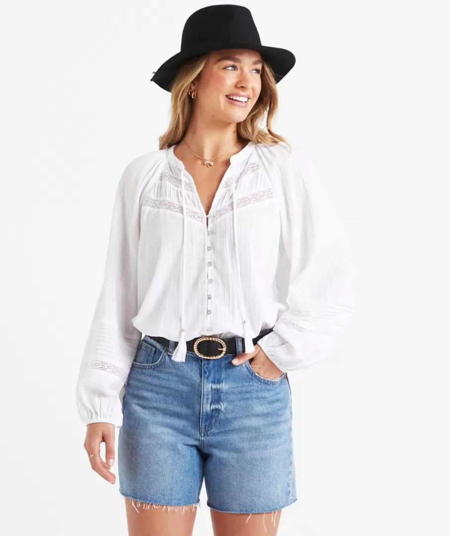 Sportsgirl Shirts & Blouses | Shirts & Blouses<SADIE TEXTURED LONGSLEEVE BLOUSE