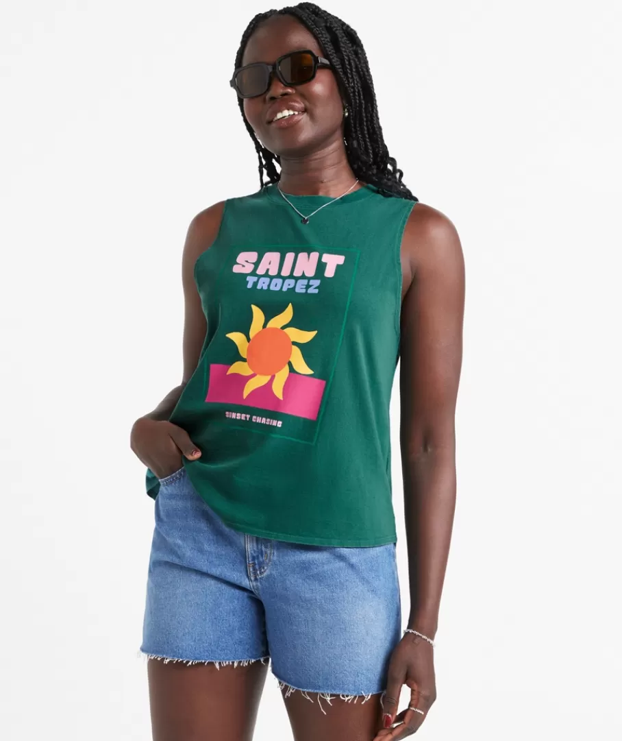 Sportsgirl Singlets & Tank Tops | Singlets & Tank Tops<SAINT TROPEZ GRAPHIC LOOSE TANK