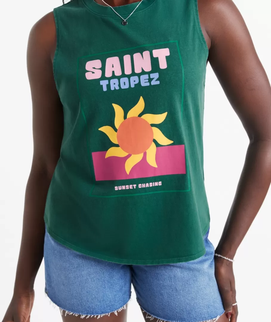 Sportsgirl Singlets & Tank Tops | Singlets & Tank Tops<SAINT TROPEZ GRAPHIC LOOSE TANK