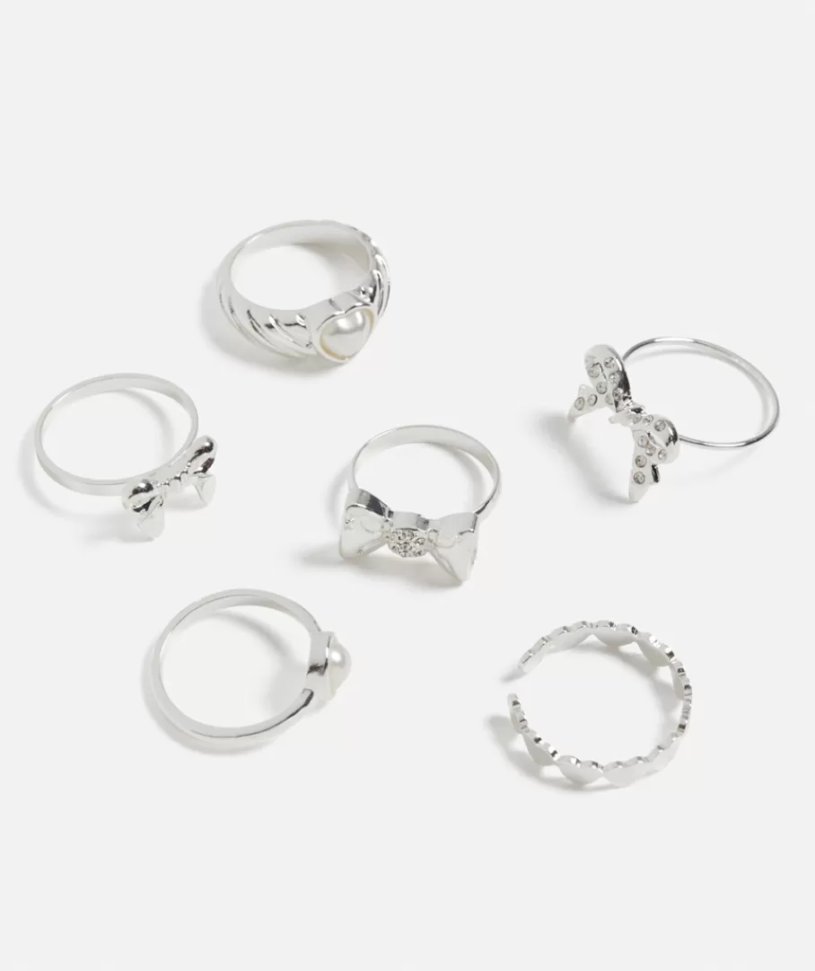 Sportsgirl Jewellery | Rings< BOW AND PEARL RING PACK