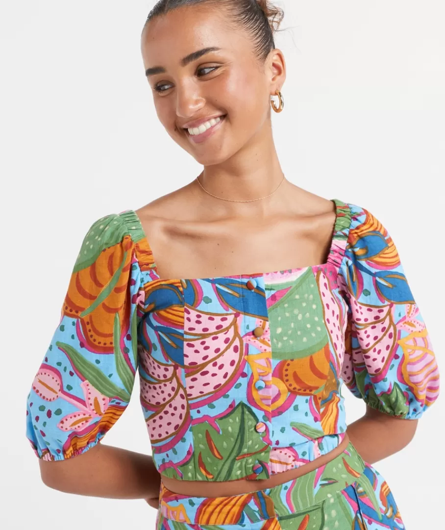 Sportsgirl Linen | Sets<SOFIE PRINTED PUFF SLEEVE BLOUSE