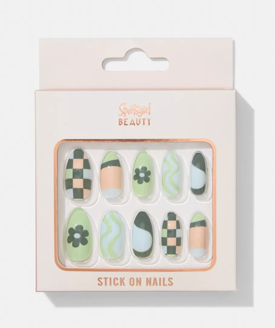 Sportsgirl Nails<STICK ON NAILS - FLOWER CHECKERBOARD